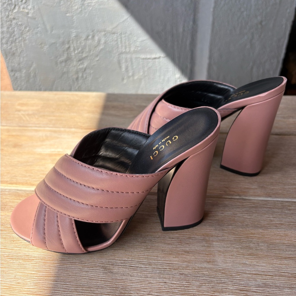Gucci Webby Leather Block Heels